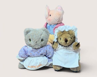 Vintage Eden Plush Trio English Storybook Animals Cottagecore Nursery Decor