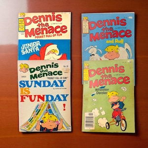 Vintage Dennis the Menace Softcover Book Set, Hank Ketcham, 1977-78, Christmas, Ruff, Gift for Kids, Comic Collectors, Nostalgia