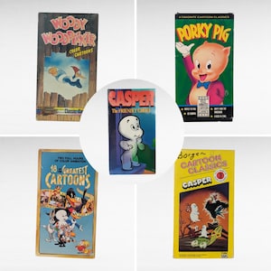 Lote de dibujos animados antiguos en formato VHS: Casper, Porky Pig, Woody Woodpecker, nostalgia de los años 90, dibujos animados clásicos, animación, VHS coleccionables