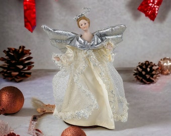 Lillian Vernon Ornamento vintage con angelo/Topper per albero piccolo