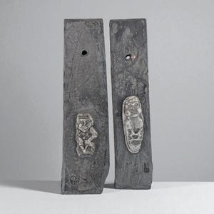 Charraig Alainn Warning for Monks Stone Wall Plaque Pair | Pagan Fertility Symbol | Celtic Monastic Art | 8 Inches Tall