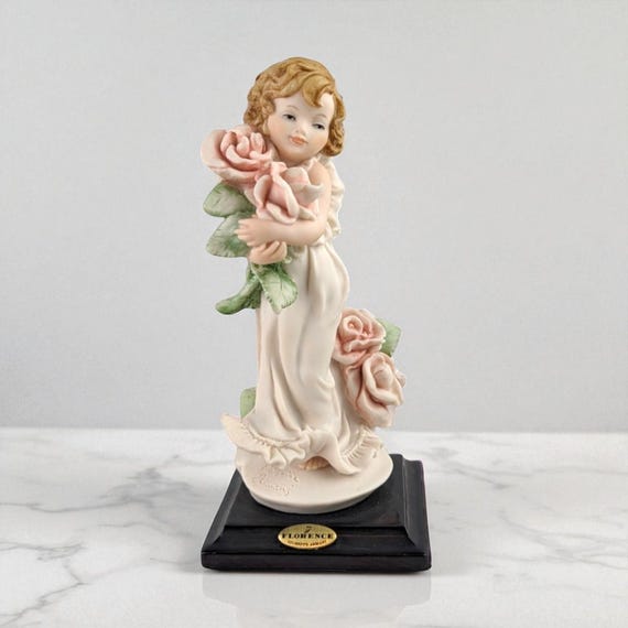 Vintage Florence Rosette Figurine: Giuseppe Armani Porcelain Girl