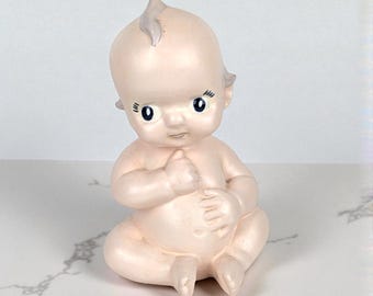 1950s Kewpie Baby Shaker – Vintage Ceramic Matte Pink Powder Jar Kitsch