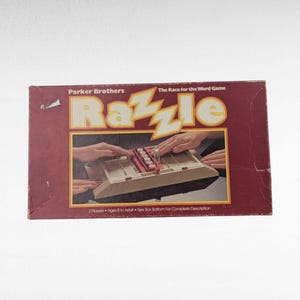 Juego de palabras Razzle de Parker Brothers de 1981, completo con instrucciones, desafío de palabras vintage, noche de juegos en familia, regalo para coleccionistas de juegos