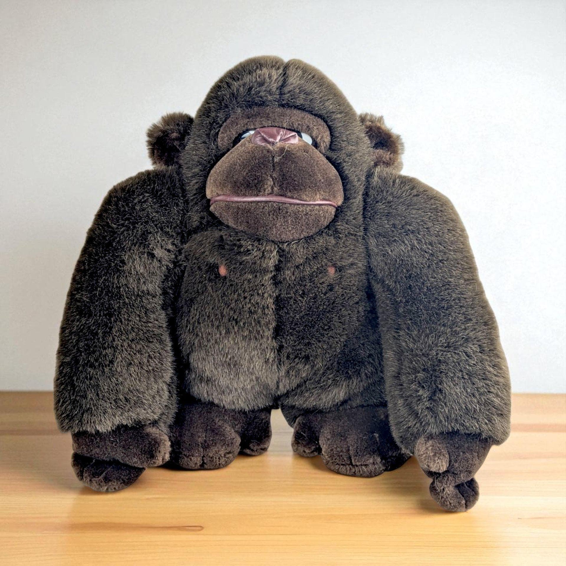 Vintage 1988 Dakin Gorilla Plush, Brown Ape Stuffed Animal, 80s