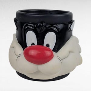 Vintage 1992 Looney Tunes Sylvester Mug Plastic Handle Cartoon Character Cup Warner Bros Gift for Animation Fans