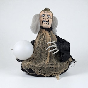 Vintage Animated Fortune Teller Halloween Decoration | Spooky Talking Witch | Haunted House Prop | Unique Halloween Decor