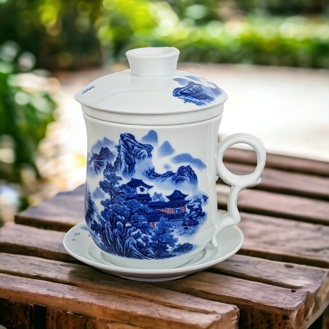 Vintage Chinese Tea Cup With Strainer and Lid Etsy