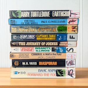 Lot of 9 Sci-Fi Books: Asimov, Star Trek, Piers Anthony Ex-Library Paperback Collection