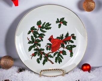 Lefton China Ceramic Cardinal Holiday Salad Plate