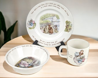 Wedgwood Beatrix Potter Nursery Set 1970s, Mug (Crazed), Plate, Bowl