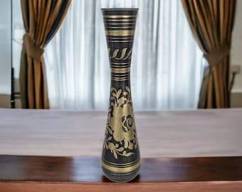 Vintage Brass and Black Vase Crafted in India