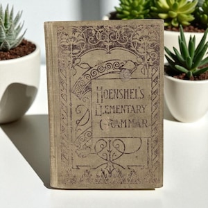 1899 Hoenshel&#39;s Elementary Grammar Book: Antique Language Textbook