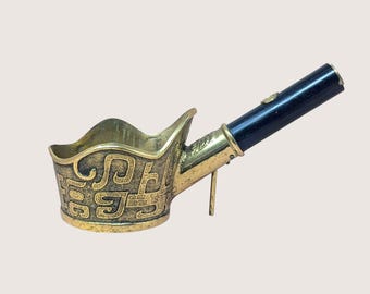 1950 Chinese Brass Silk Iron – Mid-century Living Room Global Decor