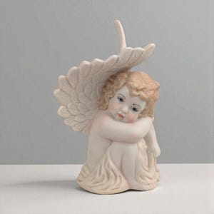Vintage SCS Angel Figurine: 1997 Ceramic Cherub, Collectible Home Decor