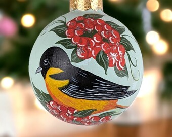 Vintage Hand-Painted Bird Ornament