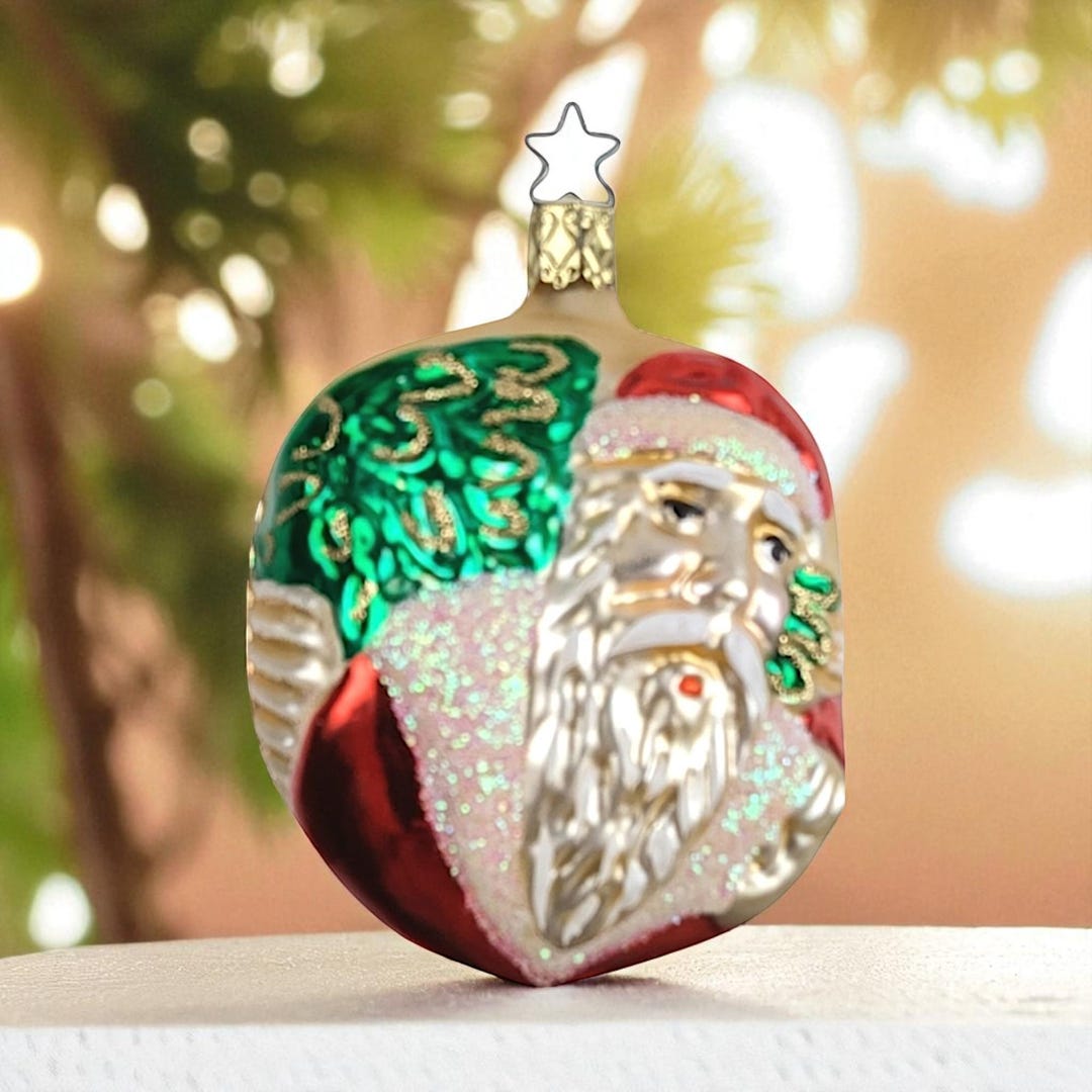 Vintage Blown Glass Santa Ornament: Hand-painted Old World Christmas ...