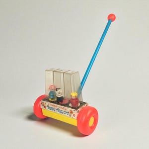 Juguete de empuje vintage Fisher Price Happy Hoppers: juguete clásico para niños pequeños de 1969