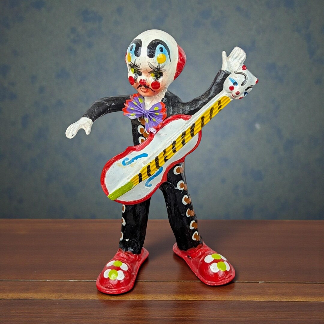 Paper Mache Instruments Vintage Paper Mache Clown With Instrument - Etsy