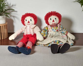70年代から80年代のヴィンテージの手作りラガディアンとアンディ人形