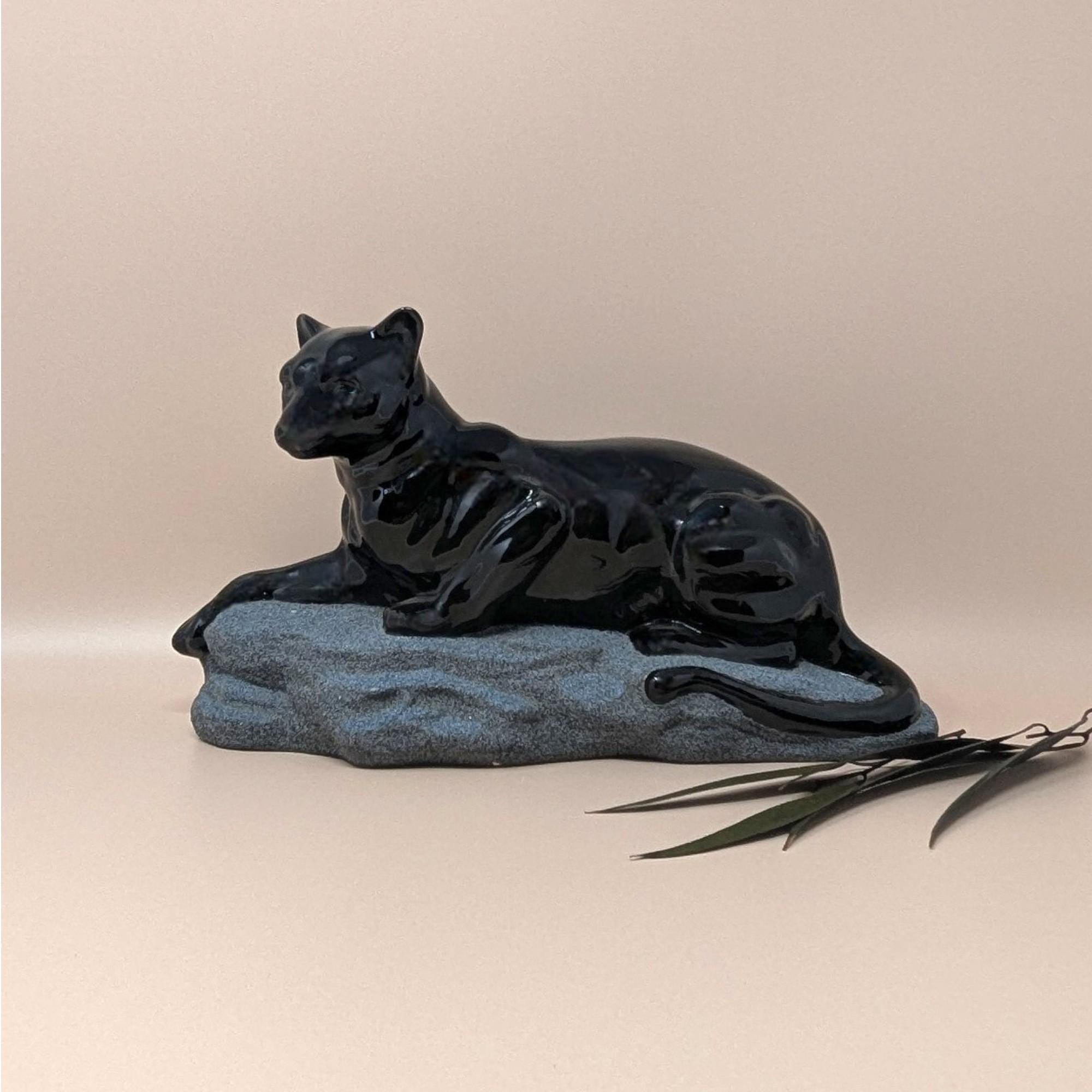 Vintage Black Ceramic Panther - Etsy