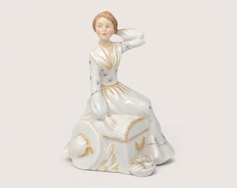 Vintage Royal Doulton Summers Day Figurine 1950s Porcelain Lady Sculpture