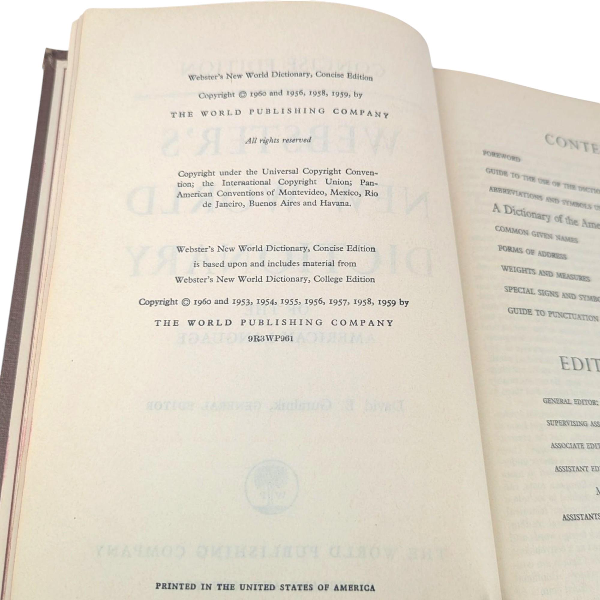 1959 Webster's Dictionary: Vintage Mid-century Hardcover Reference
