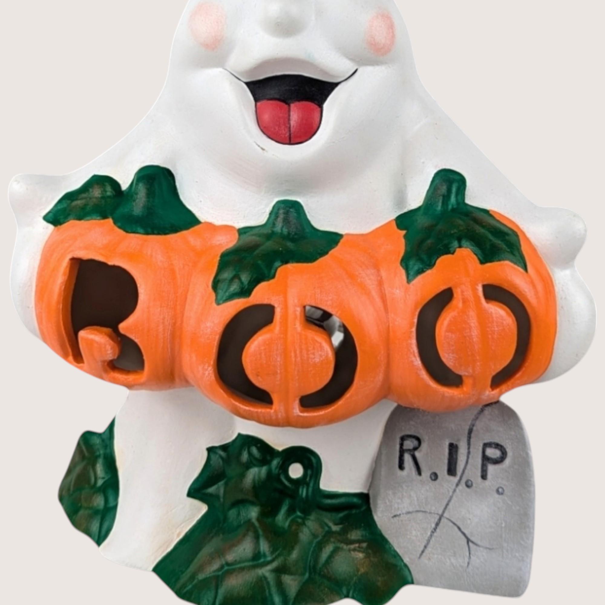 Vintage Ceramic Ghost Holding Boo Pumpkins Light - Etsy