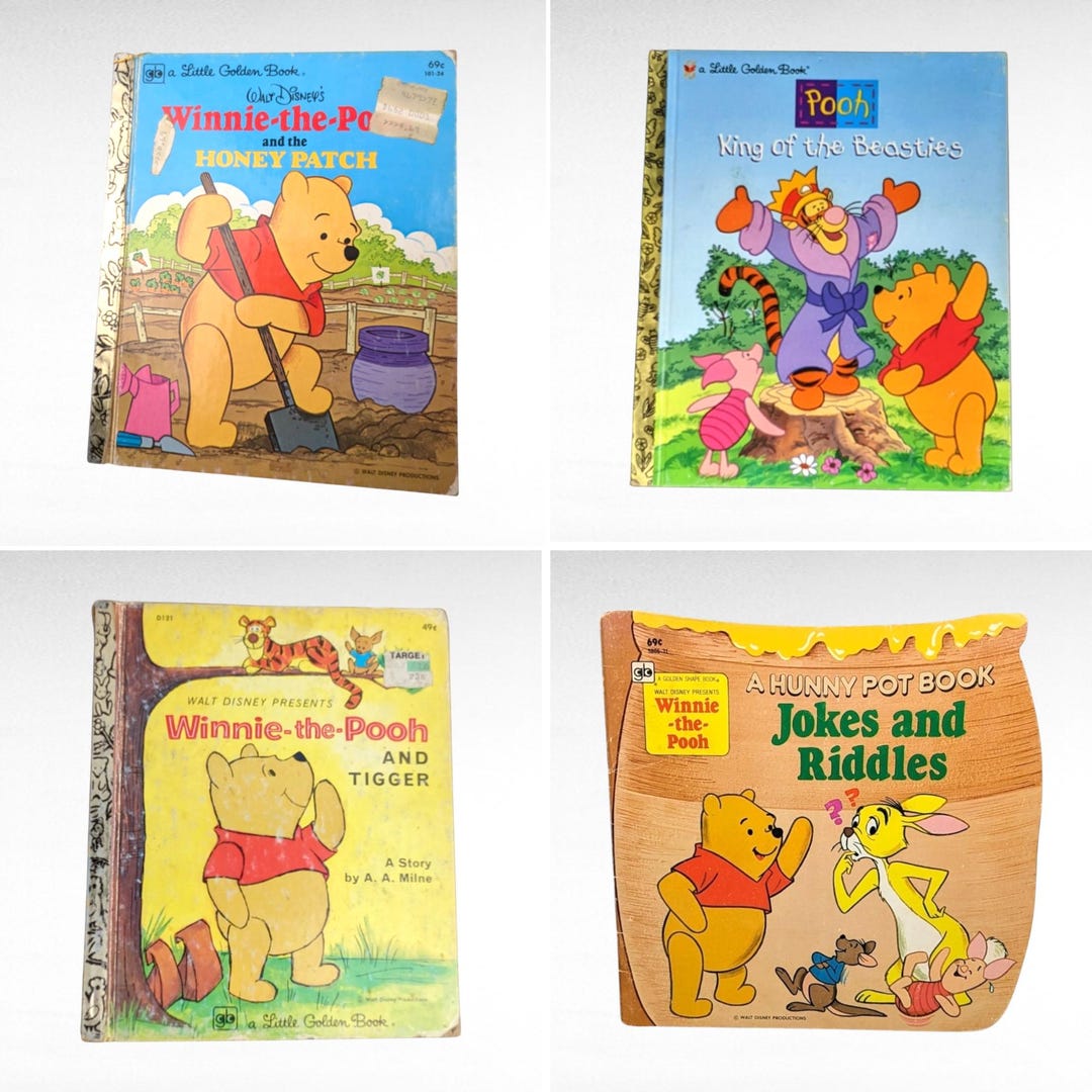 Vintage Winnie the Pooh Book Lot, Pooh King of the Beasties, Honey ...