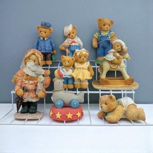 Cherished Teddies Figurines Lot, 1991-2000, Collectible Resin Bears, Vintage Enesco Figurines, Gift for Teddy Bear Lovers