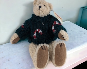 Vintage Bear Paws Plush Bear with Candy Cane Sweater