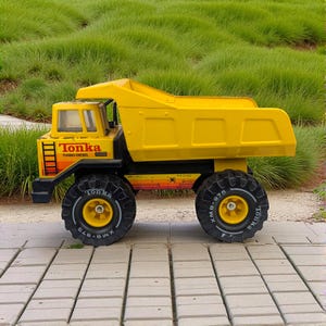 Vintage Yellow Tonka Turbo Diesel Dump Truck: Metal Toy Truck