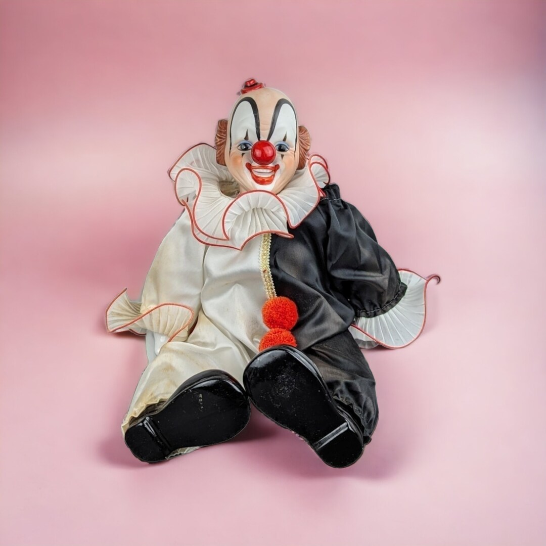 Porcelain Musical Sitting Clown Doll: Whimsical Melody and Delightful ...