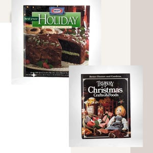 Vintage Christmas Cookbook & Craft Book Set - 1980s Holiday Decor
