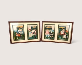 Vintage Framed Sarsaparilla Trade Cards Set of Two Victorian Advertising Art