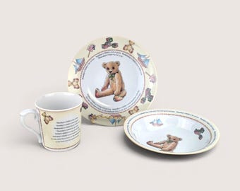 Vintage Royal Worcester Days of the Week 3 Piece Child Porcelain Set Boxed