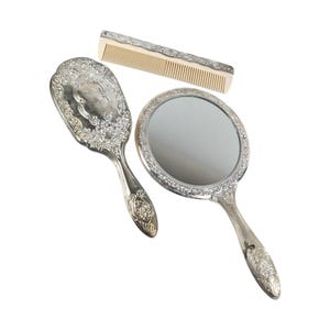 silver plated 3 piece dresser set Vintage WM. Rogers & Son Silverplated 3-Piece Dresser Vanity Set Treasures of Bako