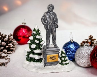 Dept. 56 Snow Village Figurine Mark Twain Statue (1989)