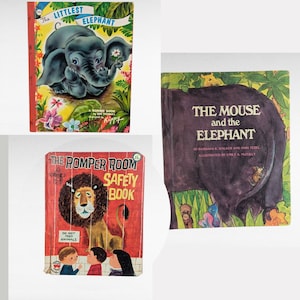 Vintage Children&#39;s Book Lot: Littlest Elephant, Romper Room Safety, Mouse & Elephant