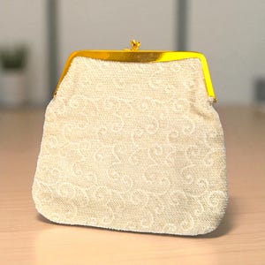 Vintage Beaded Clutch Purse: 1950s Gold Frame Evening Bag