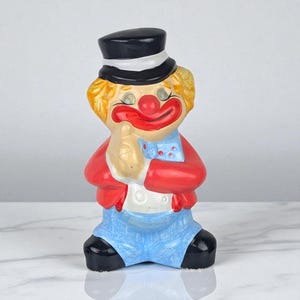 Vintage Ceramic Clown Piggy Bank, Circus Decor, Whimsical Coin Holder Gift