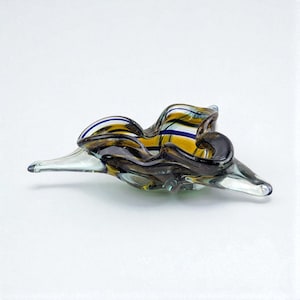 Vintage Art Glass Bowl, Unique Tri-Corner Design, Hand Made Glass, Decorative Centerpiece, Gift for Art Glass Collectors, Heavy Glass Bowl