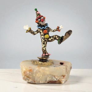 Vintage Ron Lee &quot;Dancing Pinky Clown&quot; Figurine: Whimsical Metal Clown Decor