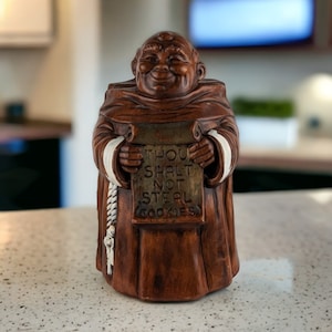 Vintage Treasure Craft Monk "Thou Shalt Not Steal Cookies" Cookie Jar