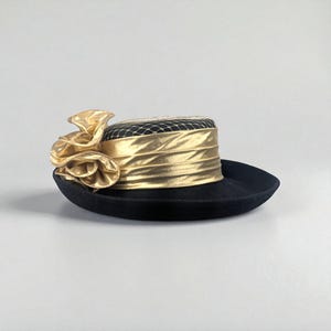 Vintage Sonni San Francisco Elegant Black and Gold Fascinator VINTAGE SONNI SAN FRANCISCO LADIES FASCINATOR HAT BLACK MADE  main image 4