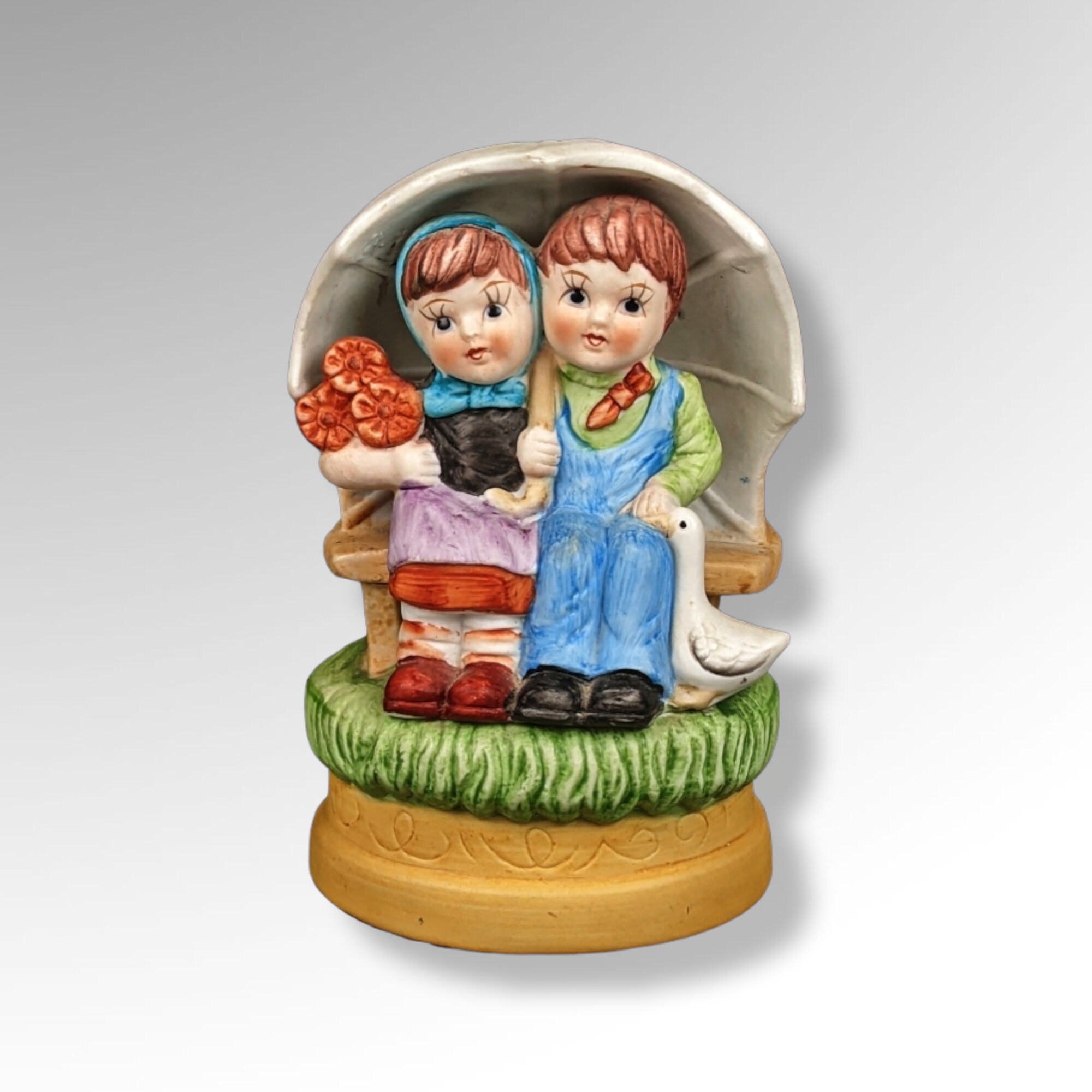 Vintage Music Box Boy and Girl Under Umbrella Etsy