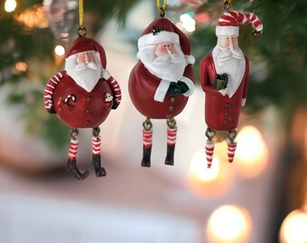 Set of 3 Vintage Santa Ornaments