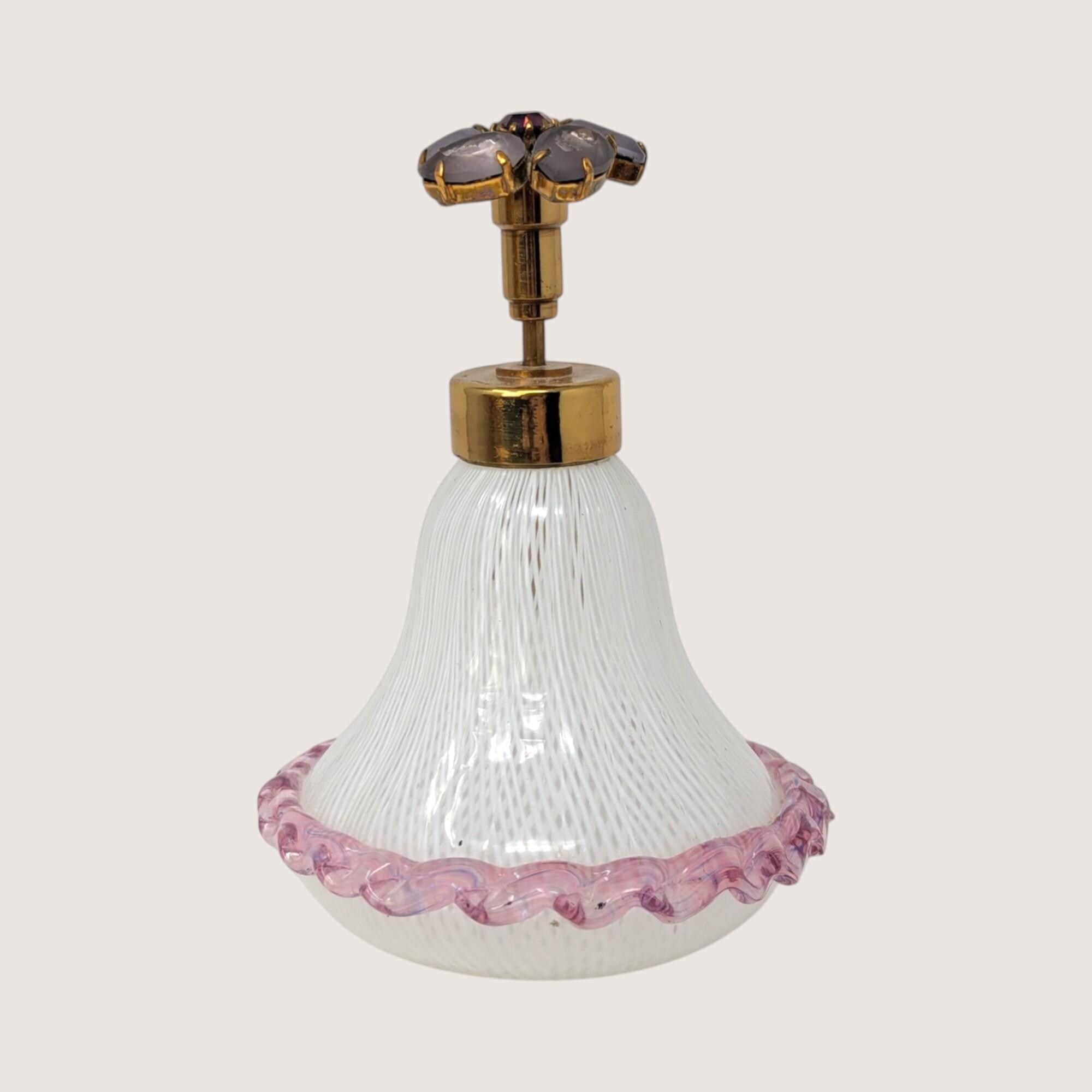 Murano Latticino Art Glass Perfume Bottle – Vintage Filigrana