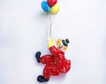 Ceramic Clown with Balloons Wall Hanging