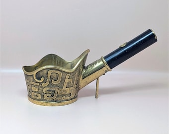 1950 Chinese Brass Silk Iron – Mid-century Living Room Global Decor
